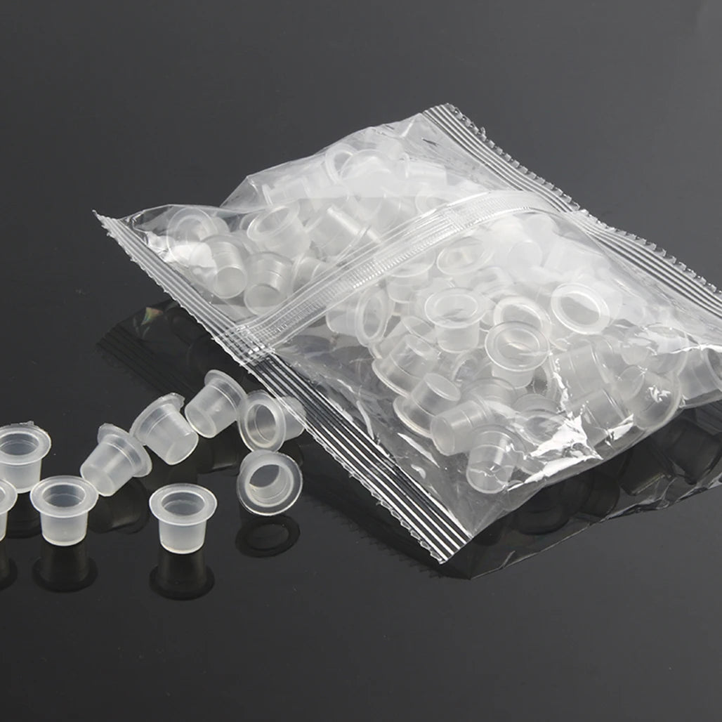 CJMIO 100/1000pcs Disposable Microblading Tattoo Ink Cups S M L Plastic Permanent Makeup Pigment Clear Holder Container Cap Beauty World Shop