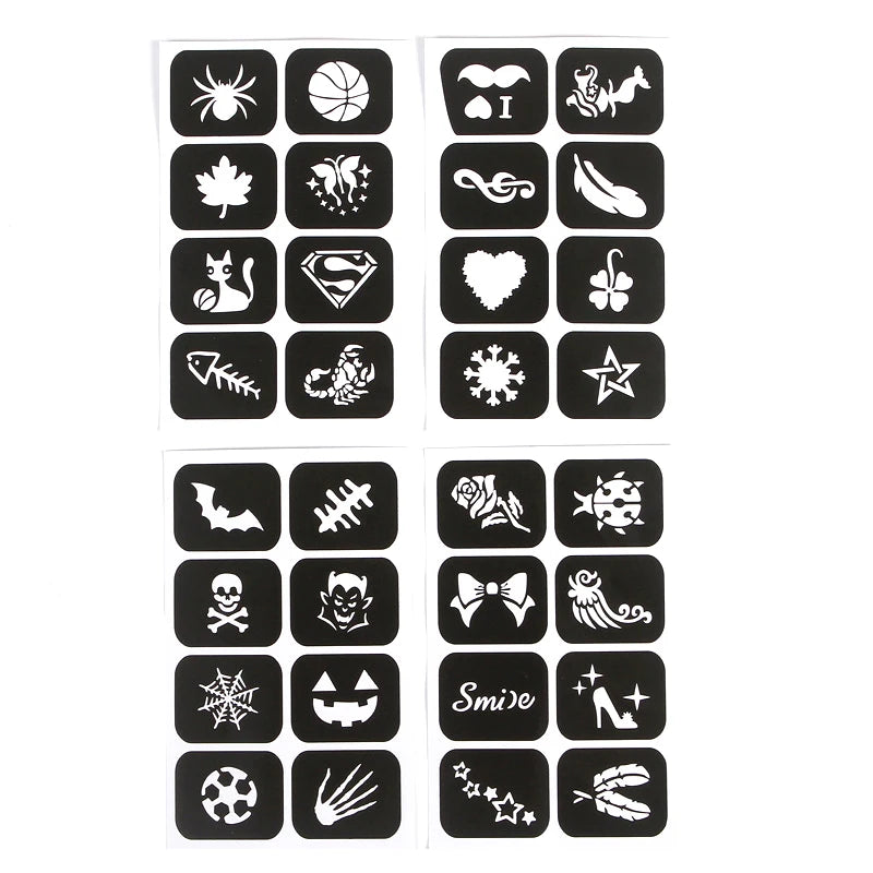 Halloween Face Kids Tattoos Templates Painted Stencils Glitter Airbrush Child Face Paint Tattoos Stencil (Random Patterns) Beauty World Shop