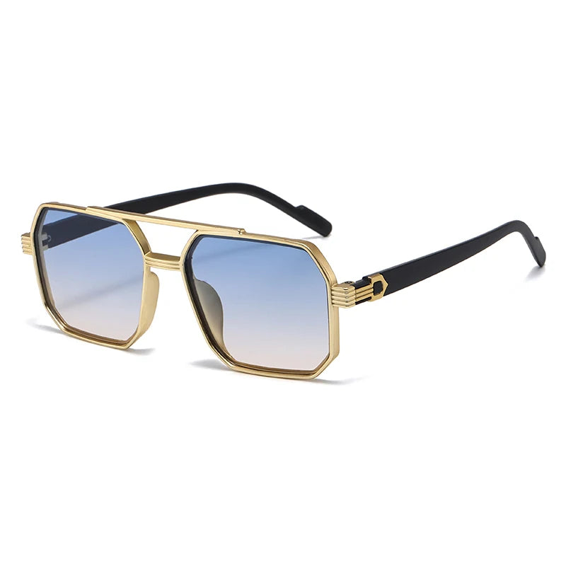 Hiking New Fashion Double Beam Polygonal Anti Light Glasses Retro Personalized Trendy Large Frame Eyewear European and American Beauty World Shop