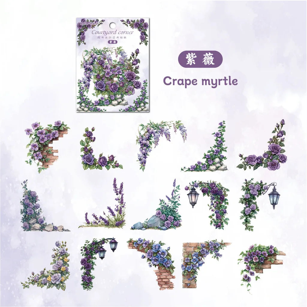 30 Pcs Flowers Corner Stickers PET sticker package DIY diary decoration sticker album scrapbooking Junk Journal Beauty World Shop