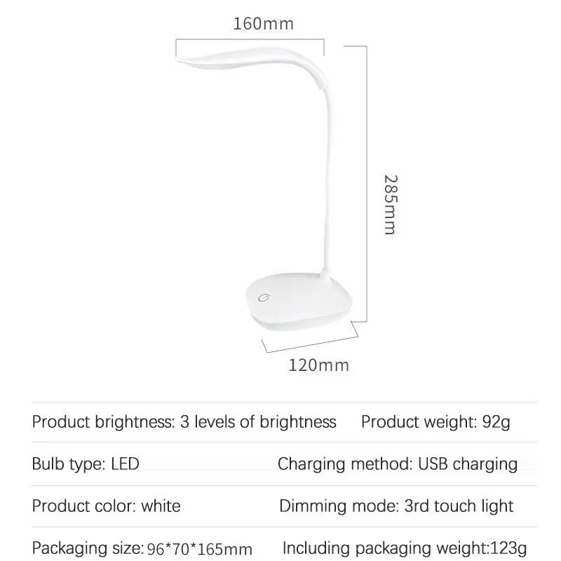 LED Desktop Desk Lamp USB Rechargeable Lighting Eye Protection Room Night Light Bedroom Bedside Student Reading Lamp Beauty World Shop