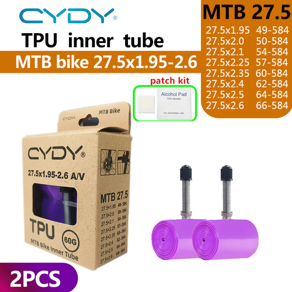 CYDY TPU MTB Bike Inner Tube Camera 29 26 27.5 29x1.95-2.6 Inch Mountain Bicycle Tire Schrader Valve AV pneu 29er Cycling Tube Beauty World Shop