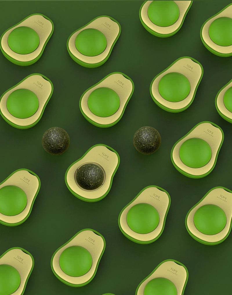 Avocado Catnip Ball Rotatable Pet Toy Mint Ball Wall Stickup Cat Snacks For Kitten Cat Cartoon Pet Teeth Cleaning Supplies