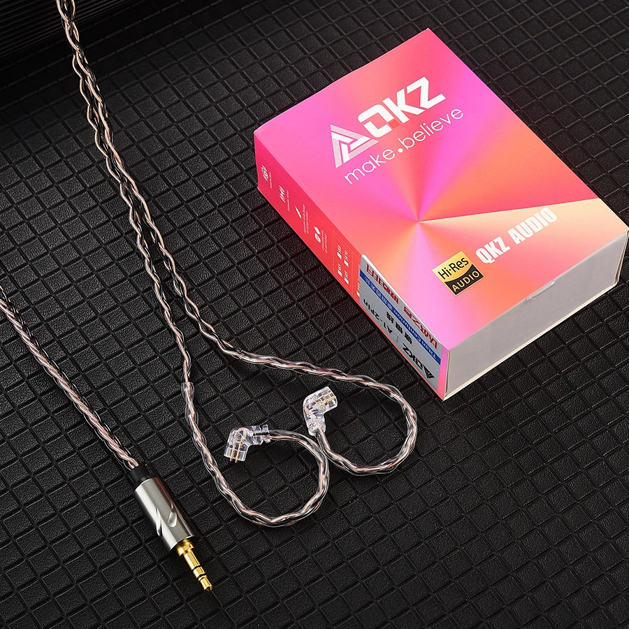 QKZ T1 Earphone Cable QDC Type Copper Silver-plated Upgrade Cable 3.5mm Wired Headphones For KZ ZSN PRO ZS10 pro EDX TRN CCA