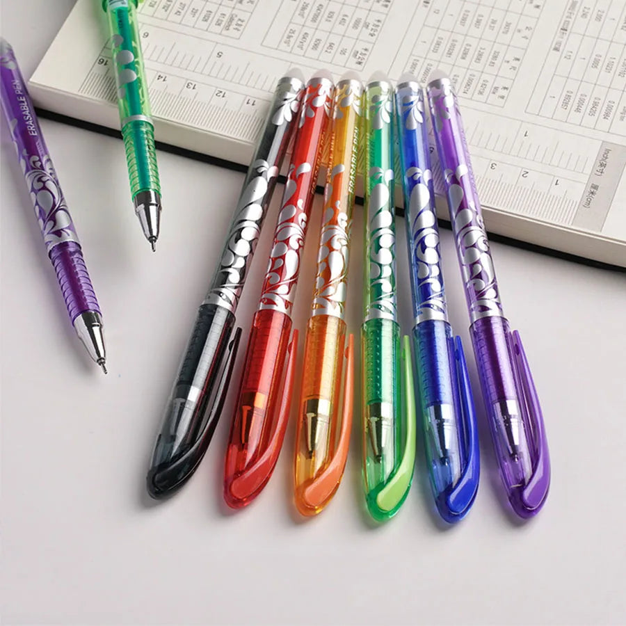 36pcs/set 6 Colors Neutral Erasable Pen,Blue/black/red/green/orange/purple Ink Writing Gel Pens Washable HandleSchool Stationery Beauty World Shop