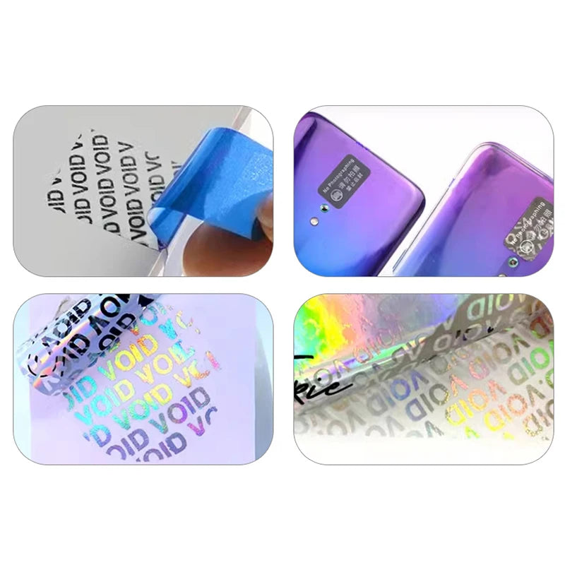 100Pcs Bar code warranty void stickers Dumb silver PET security labels with serial number waterproof tamper proof seal label Beauty World Shop