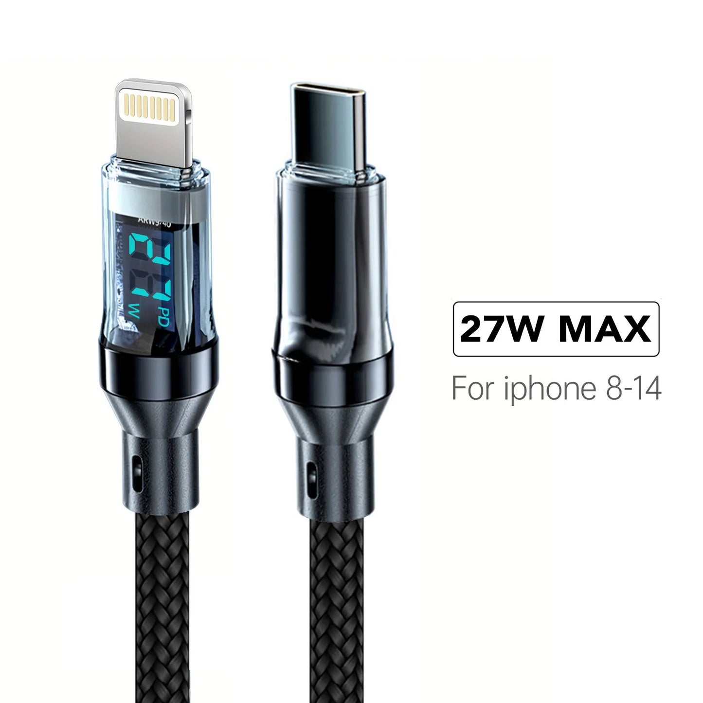 OOZCC LCD Watt Display Cable, Max 120W Super Fast Charging USB Type C Cable Data Transfer, USB A to Lightning for IPhone14 Pro Beauty World Shop