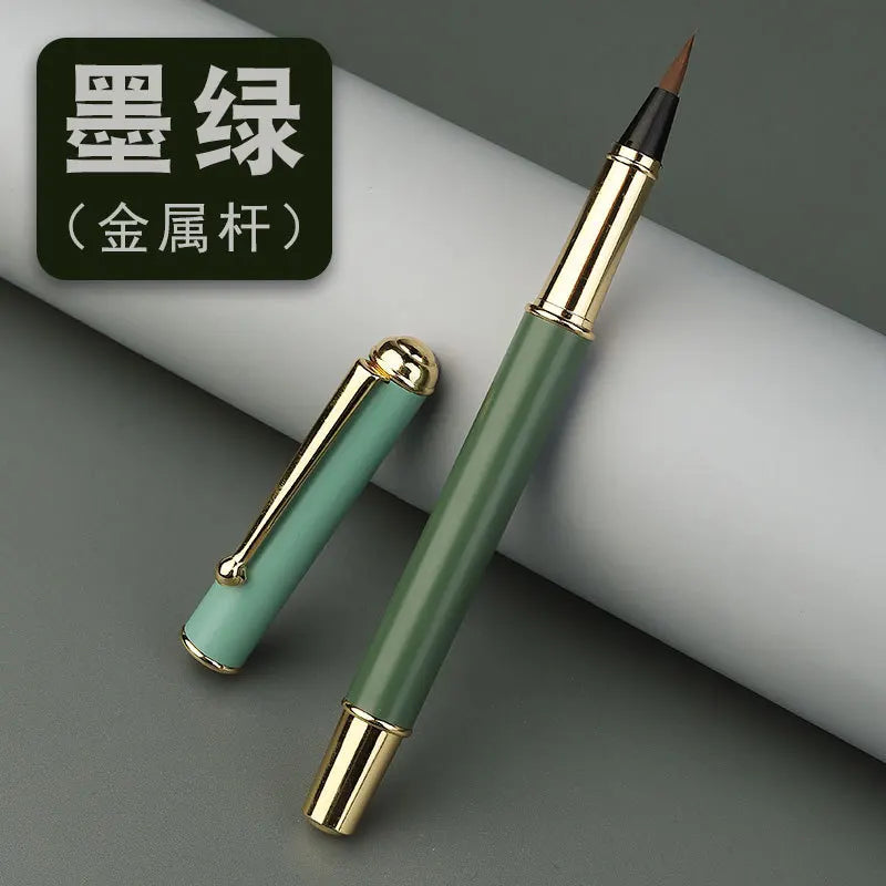Morandi Fountain Pen Calligraphy Brush Metal Soft Bristle Small Regular Calligraphy Brush (for students' drawing and writing) Beauty Trend Shop