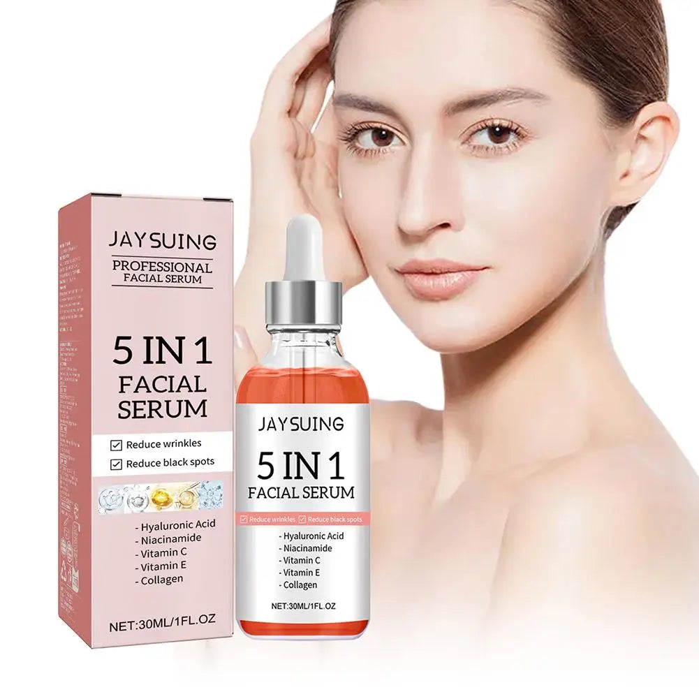 5 In 1 Fade fine lines Firming Face Serum Moisturizing brightning Vitamin C Hyaluronic Acid Facial Serum Shrink Pores Skin Care Beauty World Shop
