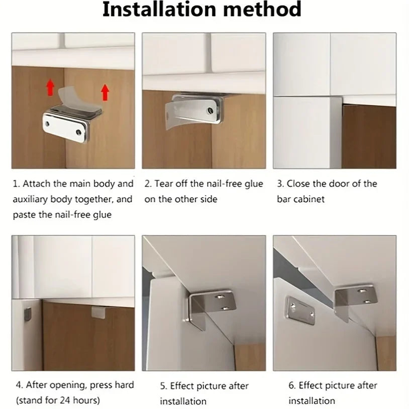 1pair Magnetic Door Catch Latch-Invisible Strong Adhesion, Drill-Free Mount, Seamless Release- Ideal for Cabinets, Sliding Doors Beauty World Shop