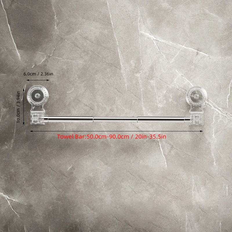 Towel Bar Adjustable 40cm to 60cm Bathroom Towel Rack SUS304 Stainless Steel Towel Rack Wall Mounted Towel Holder Beauty World Shop