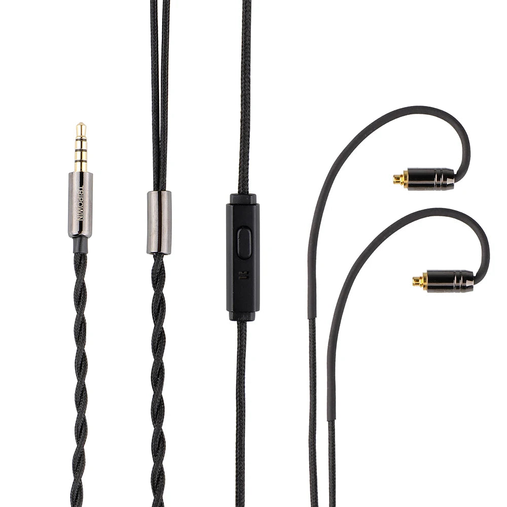 Tripowin Zombur 4N High Purity OFC Oxygen Free Cable HiFi IEM Cable with Mic Cotton Yarn Outer Layer for Audiophile Replacement