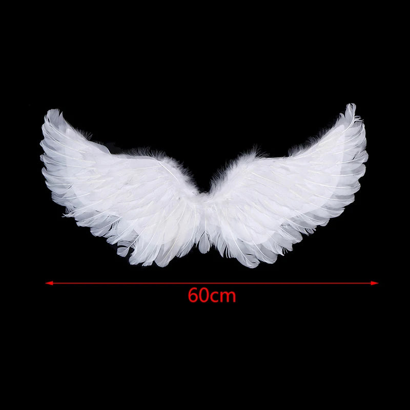 Kids Adult Party Swallow White Angel Feather Wings Halo Magic Wands Cosplay Elastic Straps Wedding Halloween Christmas Birthday Beauty World Shop