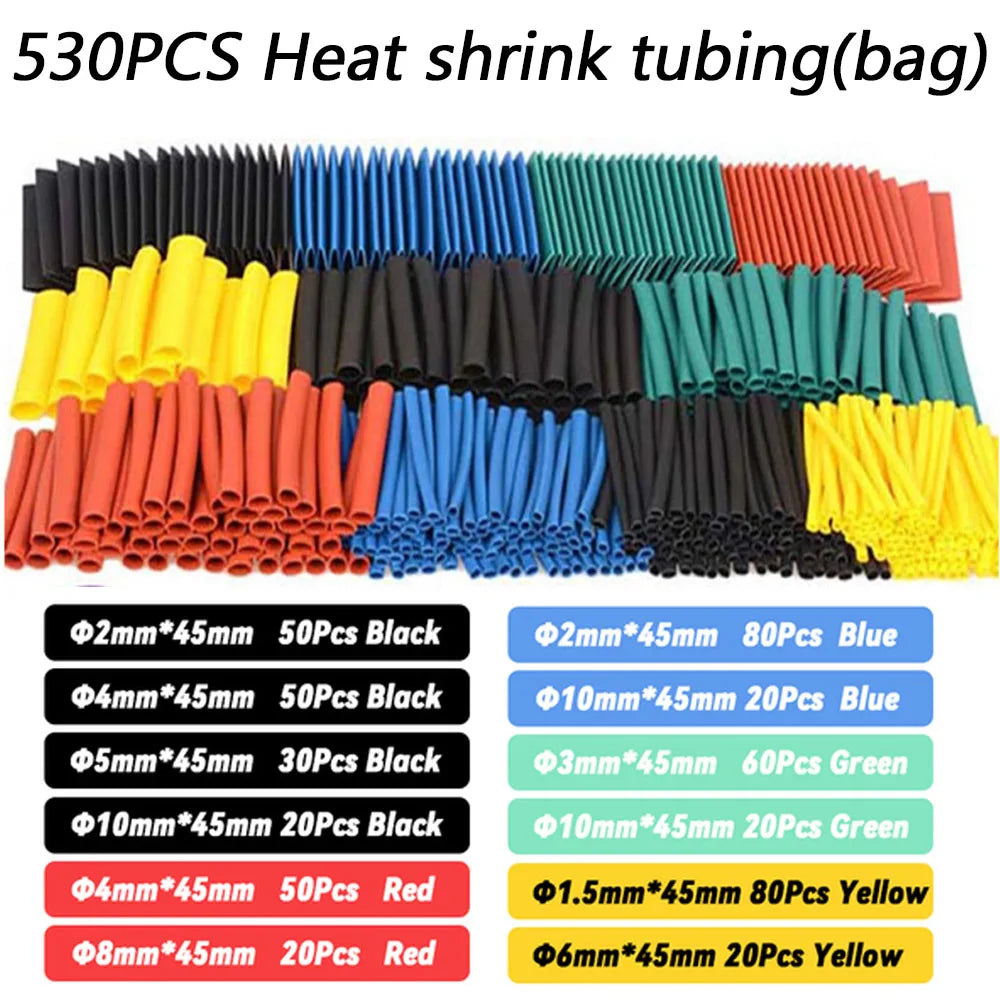 1060/530/127PCS Heat Shrink Tubing kit 2:1 Shrinkable Wire Shrinking Wrap Wire Connect Cover Cable Repair Protection Beauty World Shop