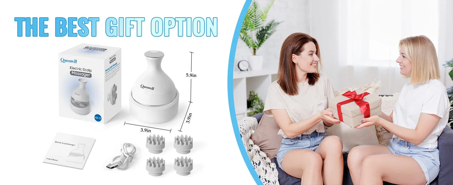 Electric Smart Head Massager Body Massage Neck Deep Tissue Kneading TYPE-C Wireless Waterproof Mini Scalp Massager Stress Relax Beauty World Shop
