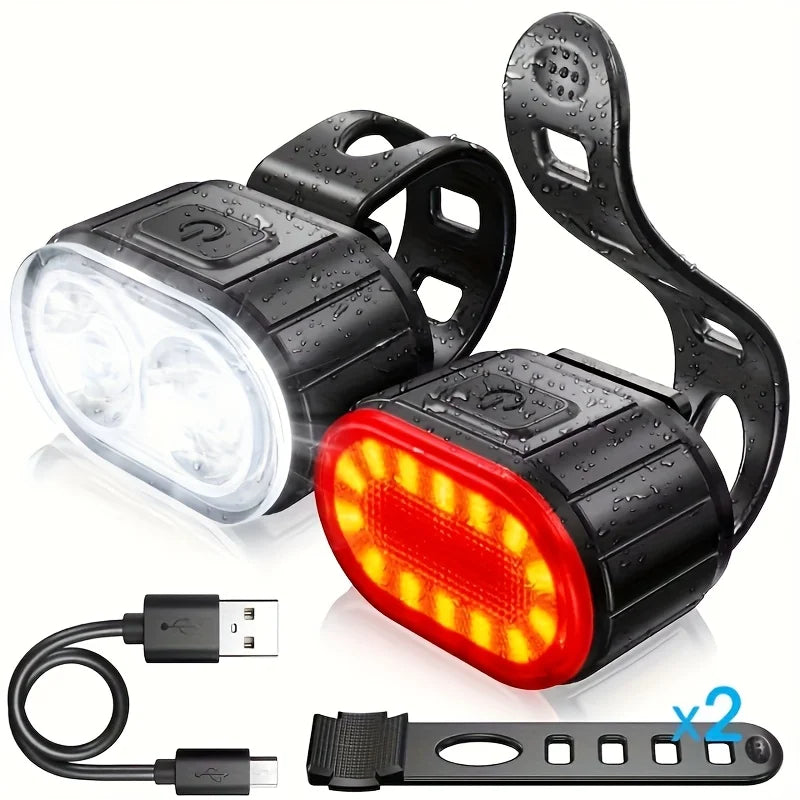 USB Rechargeable Bicycle Lights Bike Safety Warning Lamp Outdoor Waterproof Cycling Flashlight For Mountain And Road Bikes Beauty World Shop