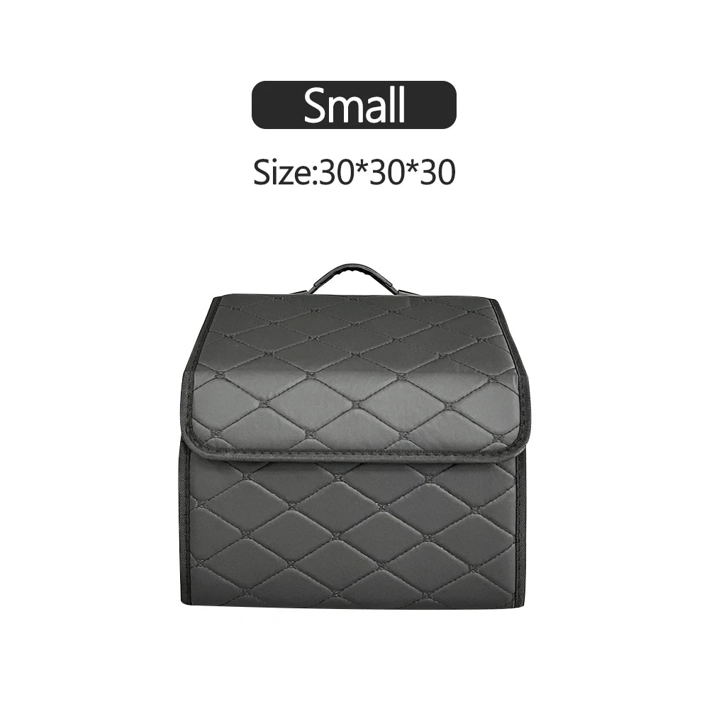 Car PU Leather Trunk Storage Box Portable Foldable Storage Car Multiuse Storage Car Trunk Bag Auto Storag Box Beauty World Shop