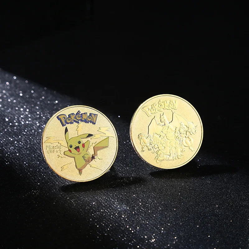 Pokemon commemorative Coin Metal Coins Anime Commemorative Coin Charizard Pikachu Golden Pokemon Cards Round Metal Coin Toy Gift Beauty World Shop