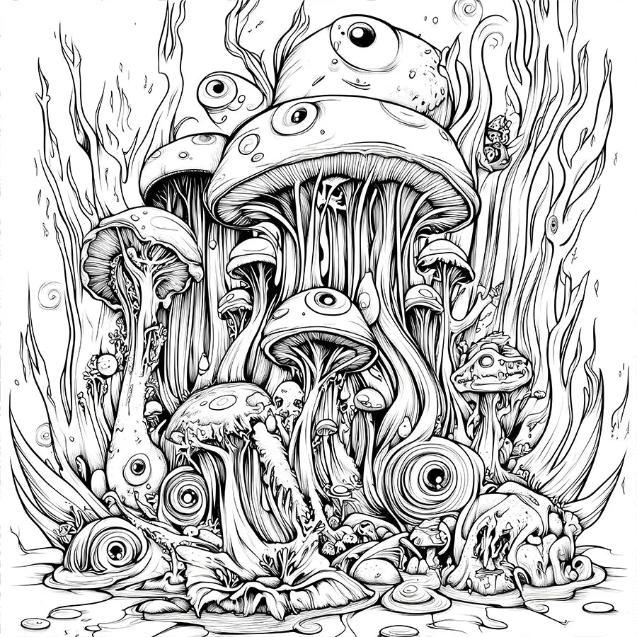 Mushroom World Colouring Book Adult Picture Book Original Design Beauty World Shop