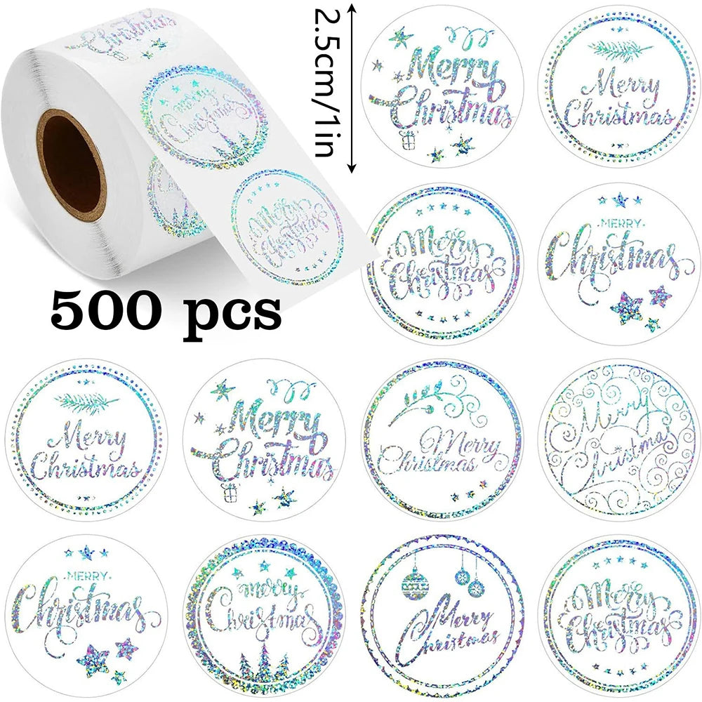 500pcs/Roll Golden Snowflake Christmas Stickers Transparent Self-Adhesive Decoration Holiday DIY Crafts Scrapbooking Supplies Beauty World Shop