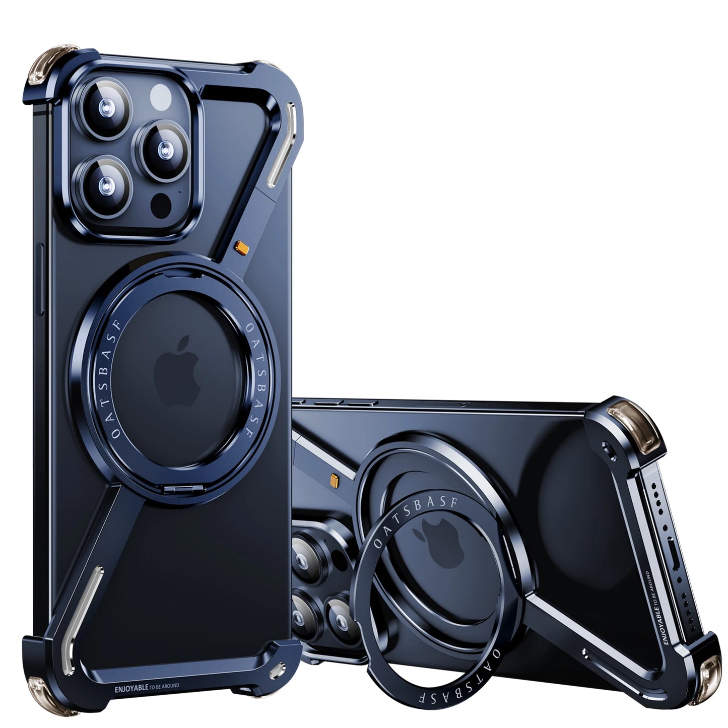 Oatsbasf Z Shape Metal Phone Case for iPhone15 /16 Pro Max Phone Protective Cover Shockproof Bumper w/360° Rotation Holder Beauty World Shop