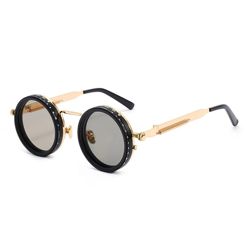SHAUNA Retro Metal Round Punk ND9-level Adjustable Dimming Sunglasses Women Polarized UV400 Fashion Men Outdoor Sun Glasses Beauty World Shop