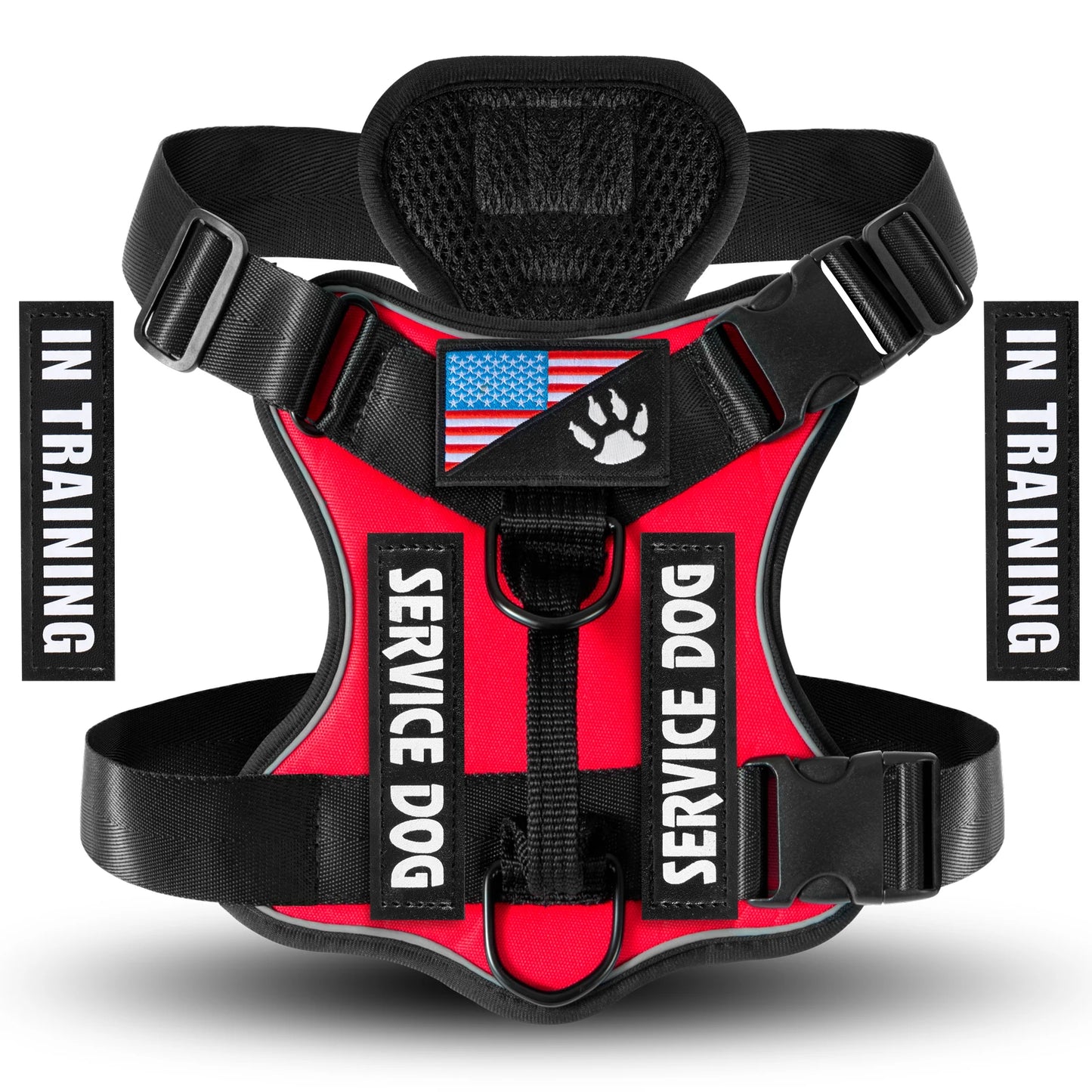Service Dog Harness, Reflective Dog Vest Harness with 5 PCS Patches, Adjustable Soft Oxford Pet Harness, Inner Layer Mesh, Easy Beauty World Shop