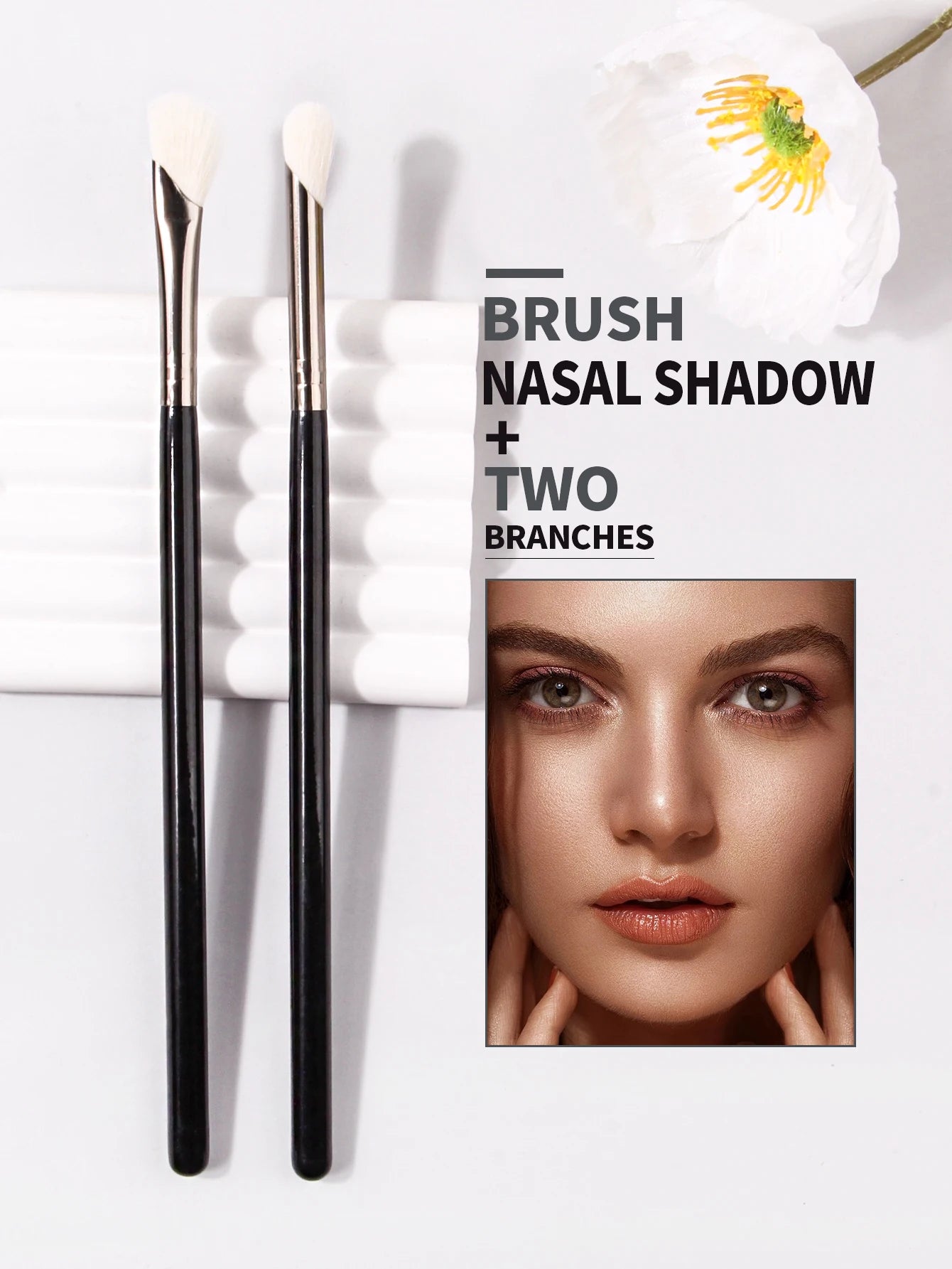 2PCS Cangzhou Sickle Nose Shadow Brush for Sculpting, Nose Wing Halo Dyeing, Super Soft Makeup Brush, Diagonal Nose Brush Tool Beauty World Shop
