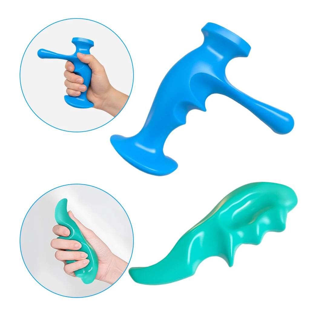 2PCS T-Shaped Massager+Thumb And Finger Pressure Rod Plastic Material Full-body Manual Thumb Massage,Foot Back Massage Health Beauty World Shop