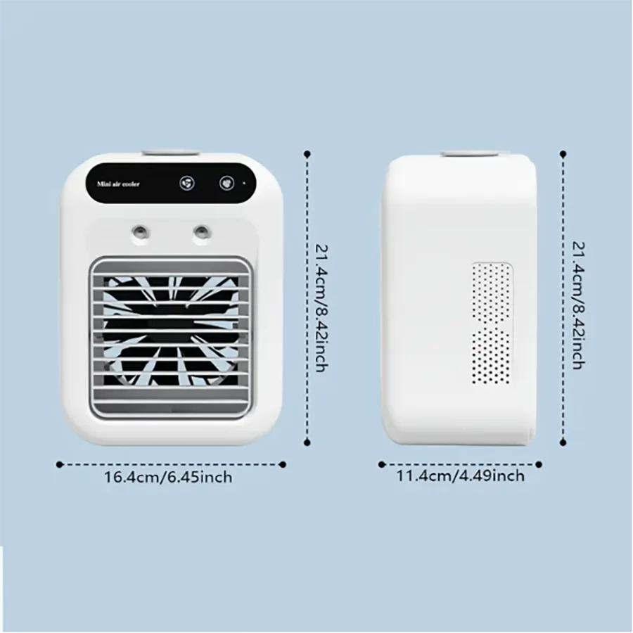 Portable mini desktop Air Conditioner Fan, Low Noise, Powerful Humidifier and Cooling Function, USB Charging, Transparent Design Beauty World Shop