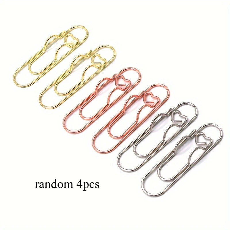 4Pcs Multifunctional Love Pen Clip, Portable Hanging Pen Button Fixed Seat Paper Clip for Notebook Stationery Accessories Beauty World Shop