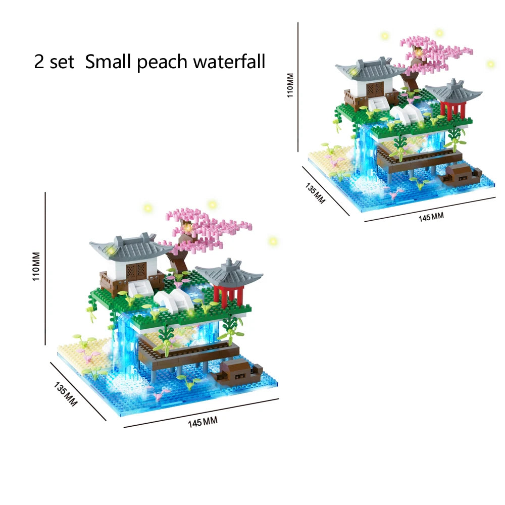 Taohuatan Lake Themed Micro Brick Building Blocks Set Adult Creative Toys Unique Chinese Landscape Model Bricks with LED Light Beauty World Shop