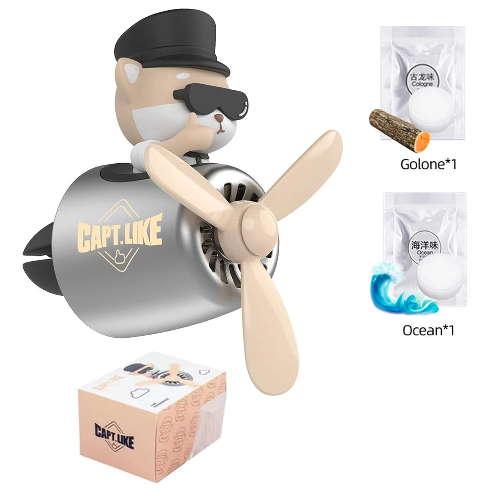 Cool Bear Pilot Car Air Freshener Rotating Propeller Air Outlet Perfume Fragrance Flavoring 자동차 공기 청정기 Accessories 방향제 차량용 Beauty World Shop