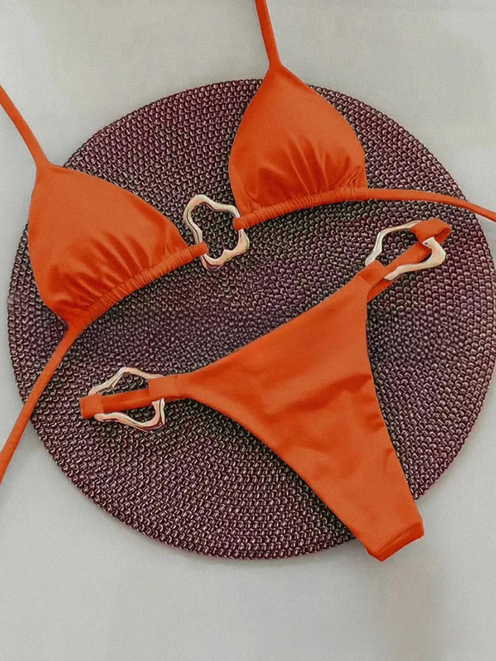 New Sexy Bikini Solid Color Lace-up Split Two-piece Swimsuit for Women Beauty World Shop