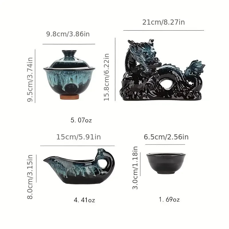 1 set, creative lazy tea set, semi-automatic dragon teapot, magnetic rotating water-conducting tea set, Chinese Kung Fu tea set Home Accessories Store