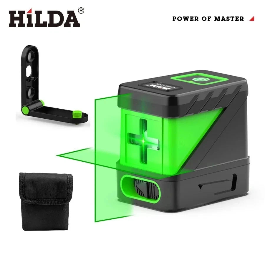 HILDA 2 Lines Laser Level Self Levelling Green Beams Laser Horizontal Vertical Cross Line Mini Laser Level Beauty World Shop