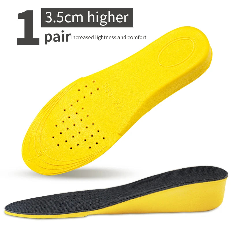 Invisiable Height Increase Insoles for Women Men Heel Lift Yellow Shoes Sole Pad Breathable Shock Absorption Feet Care Cushion Beauty World Shop