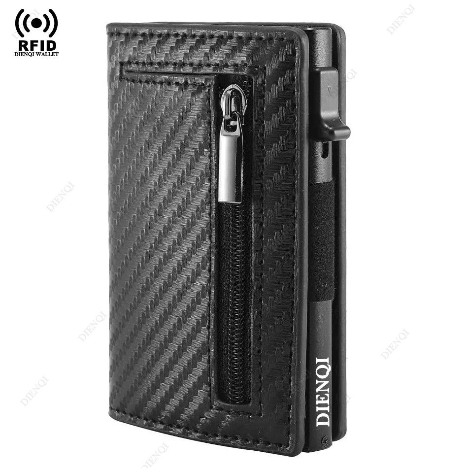 Anti-theft Credit Card Holder Men Wallets Rfid Blocking Aluminum Leather Pop Up Minimalist Wallet Cardholder Wallets for Men Beauty World Shop