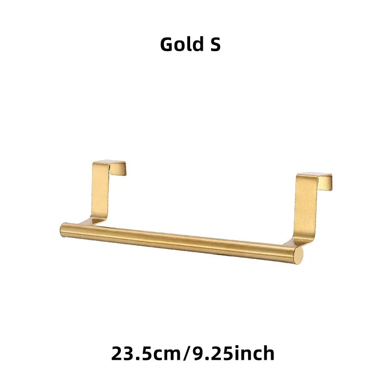 1Pcs Towel Rack Over Door Towel Bar Hanging Holder Stainless Steel Bathroom Kitchen Cabinet White Black Towel Rag Shelf Hanger Beauty World Shop