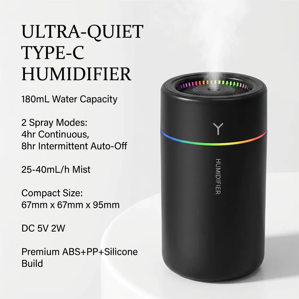 1pc Car Humidifier Colorful LED Aromatherapy Humidifier Silent Ultrasonic Air Aromatherapy Machine Suitable for Bedroom Office Beauty World Shop