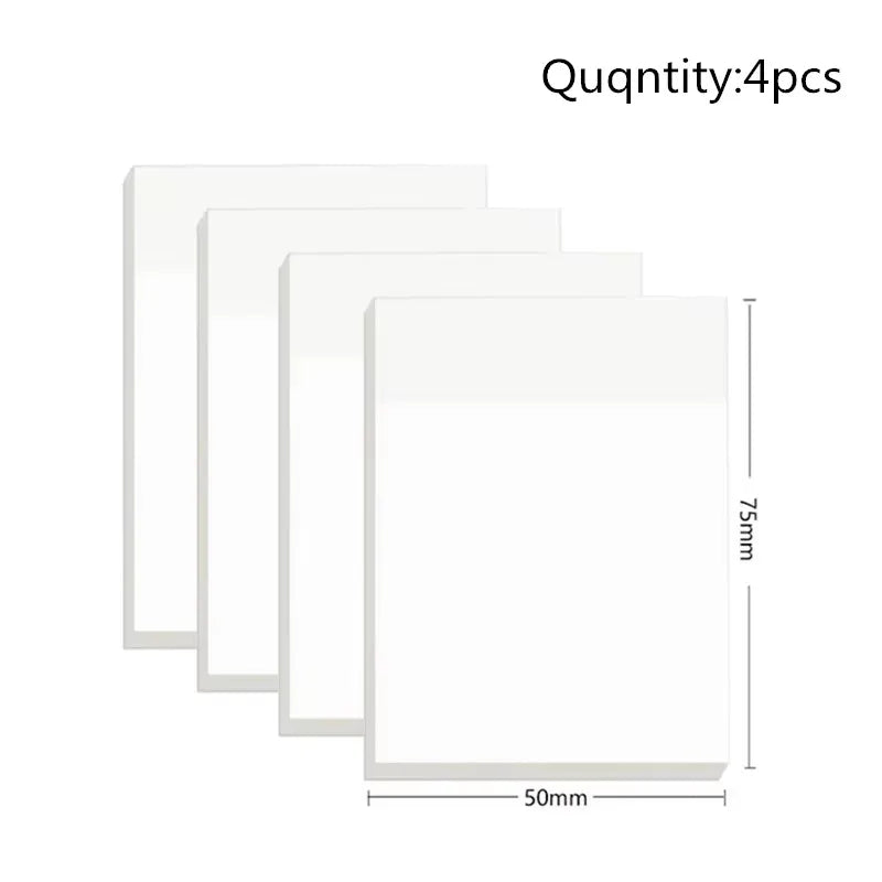 50 Sheets Transparent Sticky Note Pads Waterproof Self-Adhesive Memo Notepad School Office Supplies Stationery Beauty World Shop