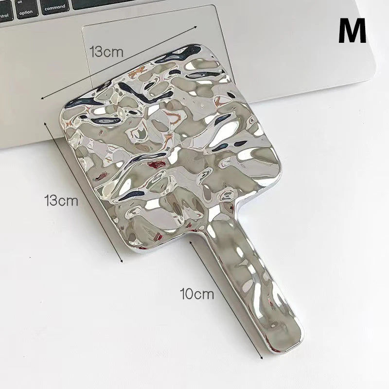 Electroplated Handle Makeup Mirrors Beauty Portable Round Hand Square Hand S/M/L Make Up Mirror Beauty World Shop