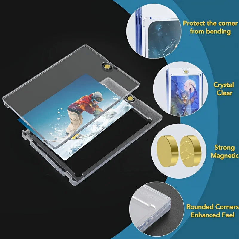 10 Pieces of 35Pt Clear Magnetic Card Storage Boxes, Hard Plastic Storage Boxes, Uv-Resistant Acrylic Magnetic Card Holders, Top Magnetic Closure, Ideal for Baseball Cards, Collectors and Players, Baseball Display Box Beauty World Shop