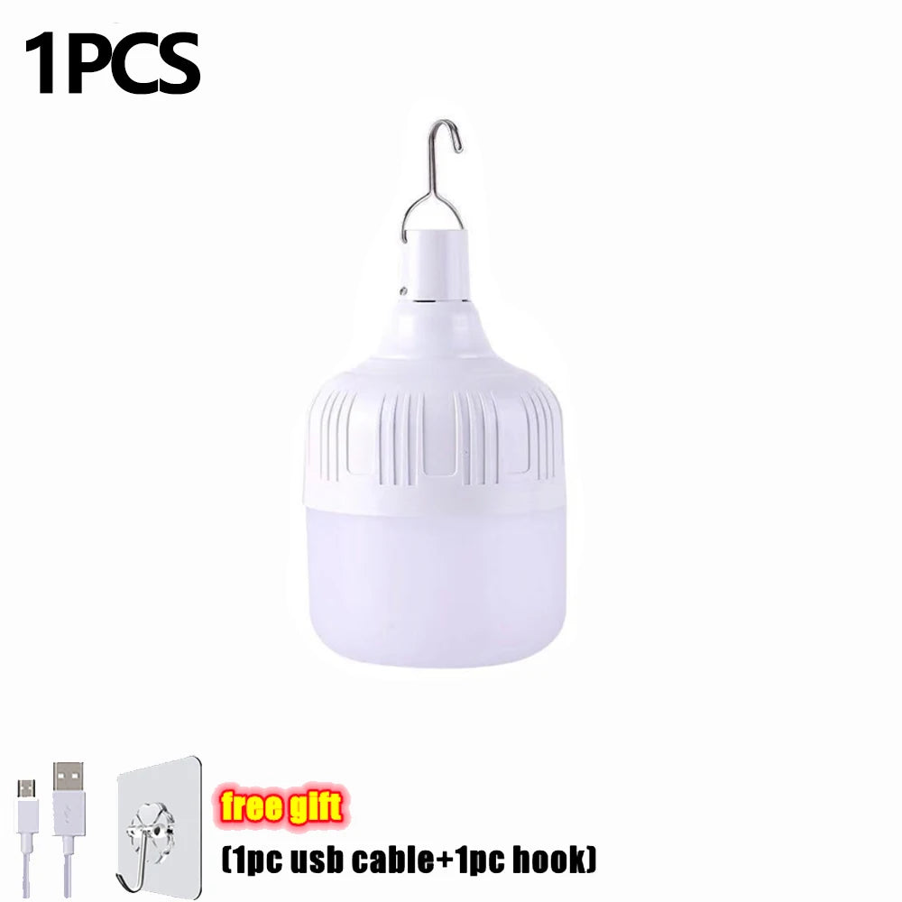 1-8pcs Portable Outdoor Camping Lights USB Rechargeable lamp LED Emergency Bulb Hook High Power Tents Lantern Night Lights Bulb Beauty World Shop