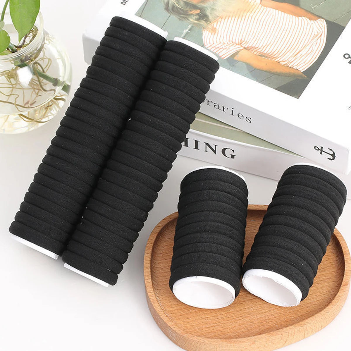 50/100 pieces of black and white hair bands, women's hair bands, high-elasticity rubber band hair bands, hair bands Beauty World Shop