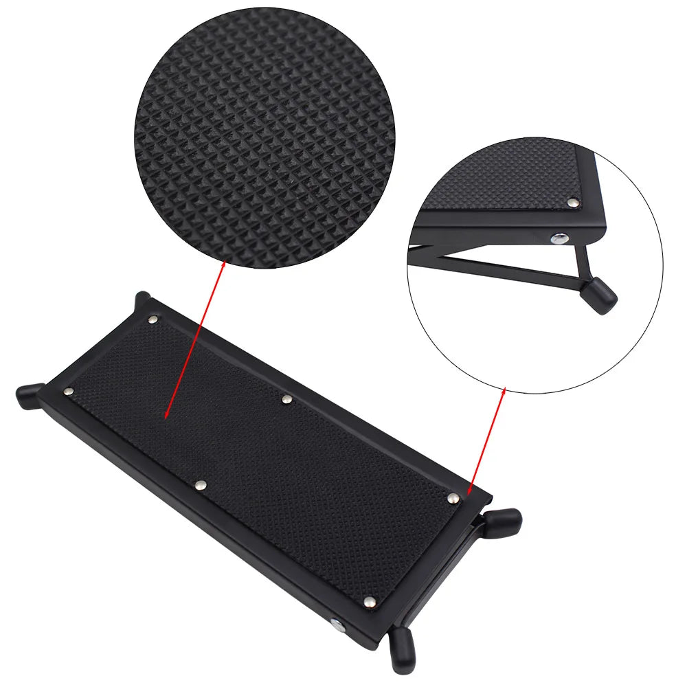 Guitar Foot Stool 4 Position Height Adjustable Foldable Guitar Pedal Foot Rest Step Footstool Black for Guitar Pedal Accessories Beauty World Shop