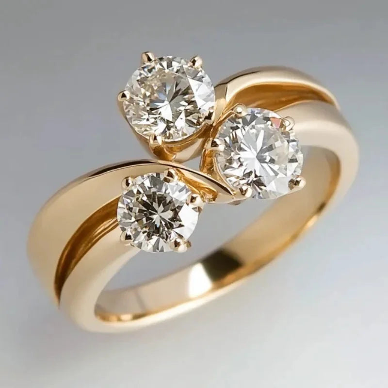 Hollow Gold Color Simple Inlay Zircon Rings For Women Birthday Gift Accessories Fashion Custom Jewelry Beauty World Shop