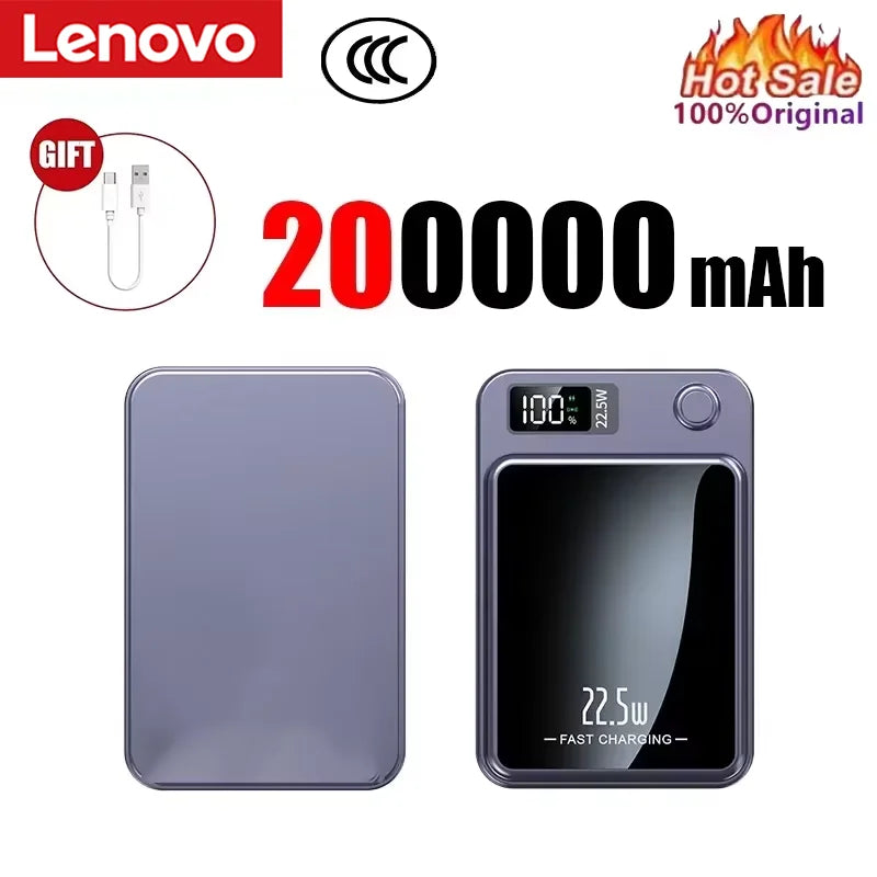 Lenovo 2026 200000mAh Magnetic Wireless Power Bank Portable Fast Charger For Magsafe Auxiliary Battery For iphone Huawei Samsung Beauty World Shop