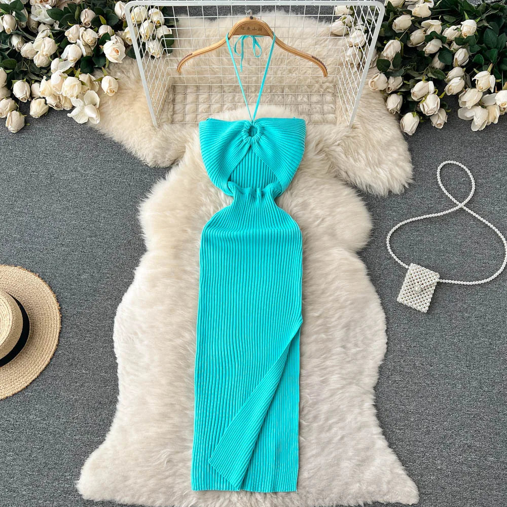 YuooMuoo Chic Fashion Sexy Package Hips Split Knitted Summer Dress 2025 Women Slim Elastic Bodycon Party Dress Streetwear Outfit Beauty World Shop