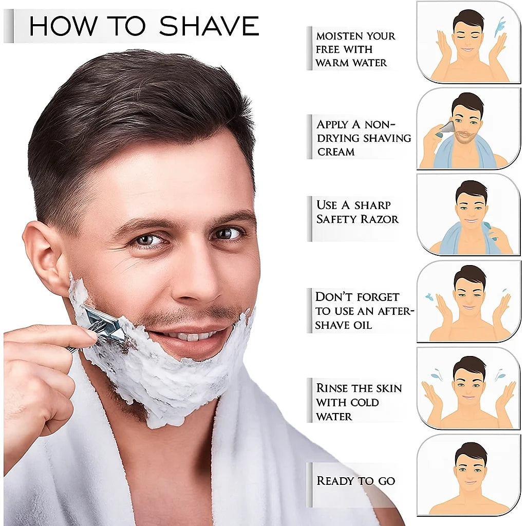 Double Edge Safety Razor for Men and Women Metal Razor with 10 Double Edge Safety Razor Blades Eco-Friendly Razor Silver Beauty World Shop